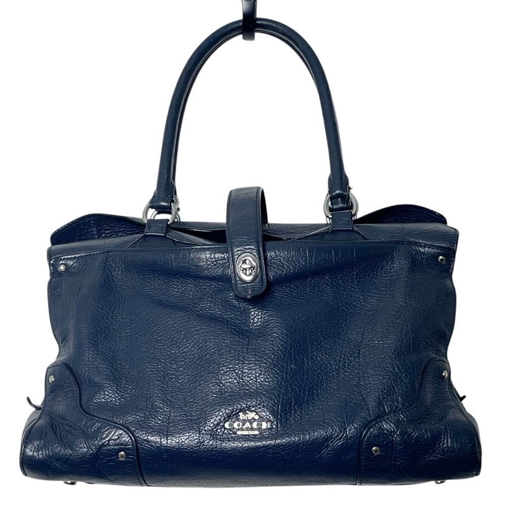COACH Mercer Navy Grain Leather Satchel 30 - 3 Comp